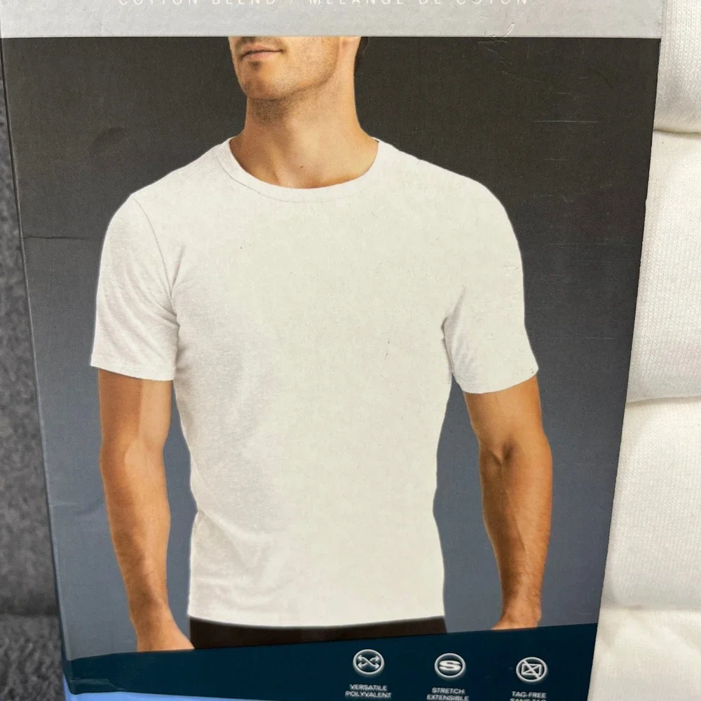 Perry Ellis Portfolio Undershirt Mens L White 4pk Crew Neck Cotton Blend UMPE376